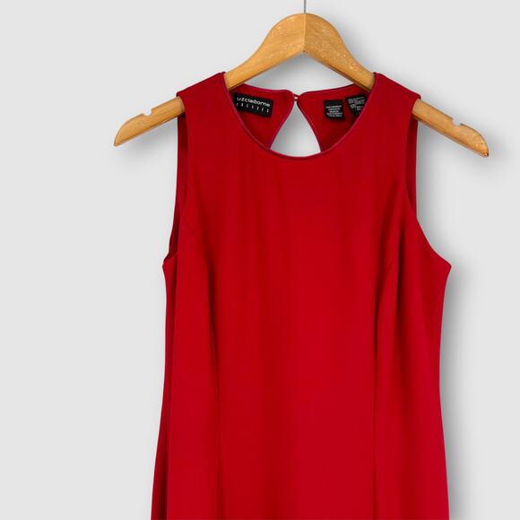 Vintage Liz Claiborne Red Sleeveless Sheath Midi Dress Keyhole Back Size 6 - Picture 6 of 6